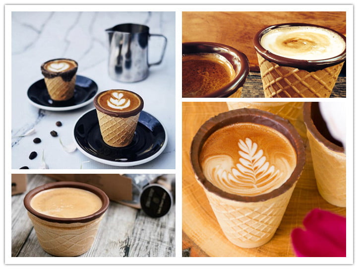 Edible coffee wafer cup